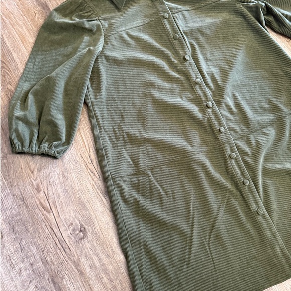 7 for all Mankind • Micro Corduroy Button Front 3/4 Sleeve Dress - Picture 8 of 10